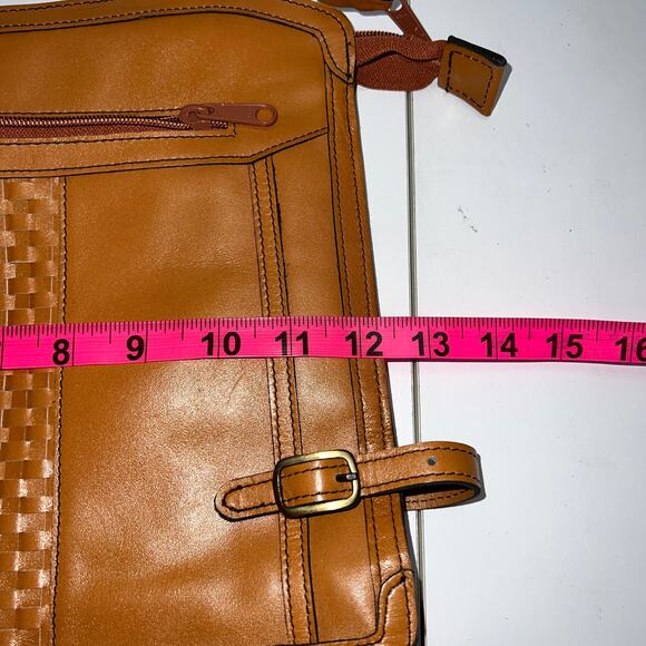 Vintage 70's Genuine Leather Camel Handbag - Picture 8 of 11